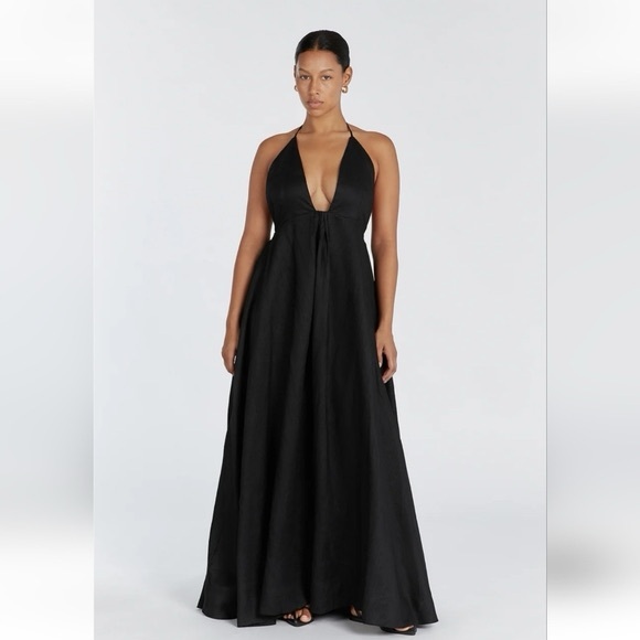 DISSH SICILY BLACK LINEN MAXI DRESS - Picture 8 of 8